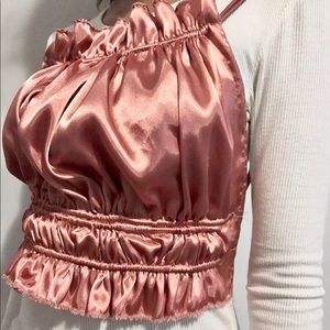 Handmade Rose Gold Satin Ruched Top